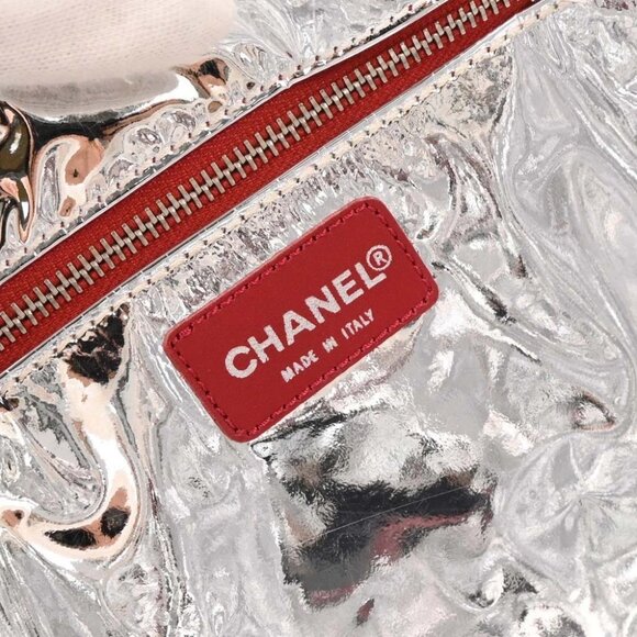 Chanel Navy Silver Canvas No.5 Choco Bar Tote Handbag - Picture 8 of 10